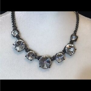 Simply Vera Wang Fashion Necklace Rhinestone  18” w/3” Extender Gun Metal